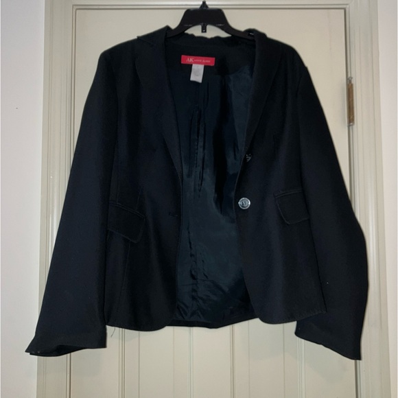 Women’s Vintage Anne Klein Black Long Sleeve Button Blazer Jacket 6 Shoulder Pad - Picture 1 of 5